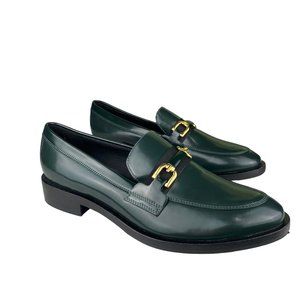 Geox Donna Brogue Loafer Dark Green Leather Gold Buckle Women's Sz EU 40 US 10